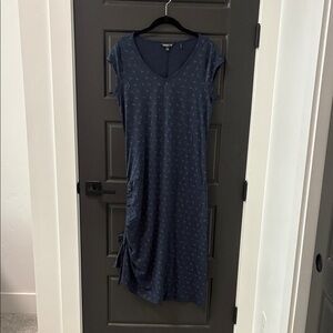 Toad & Co Women's Navy Casual V-Neck Midi Dress, size Large